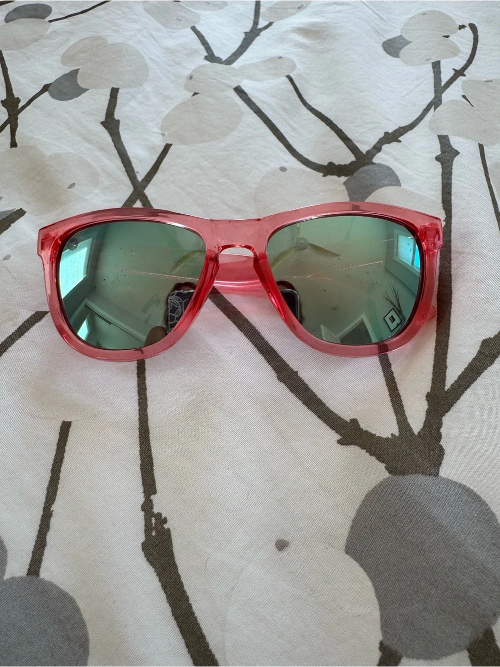 Kids Pink Transparent Sunglasses with Green Lenses